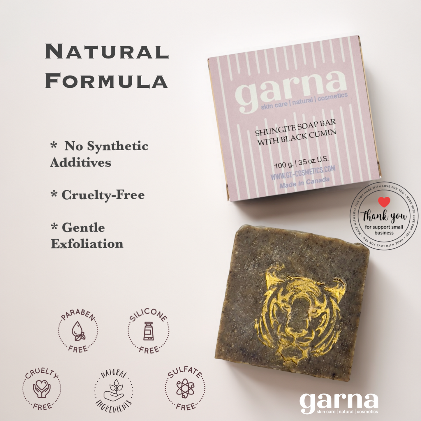 Garna Shungite with Black Cumin Soap Bar 3.5 oz: Exfoliating Scrub with Black Seed Oil