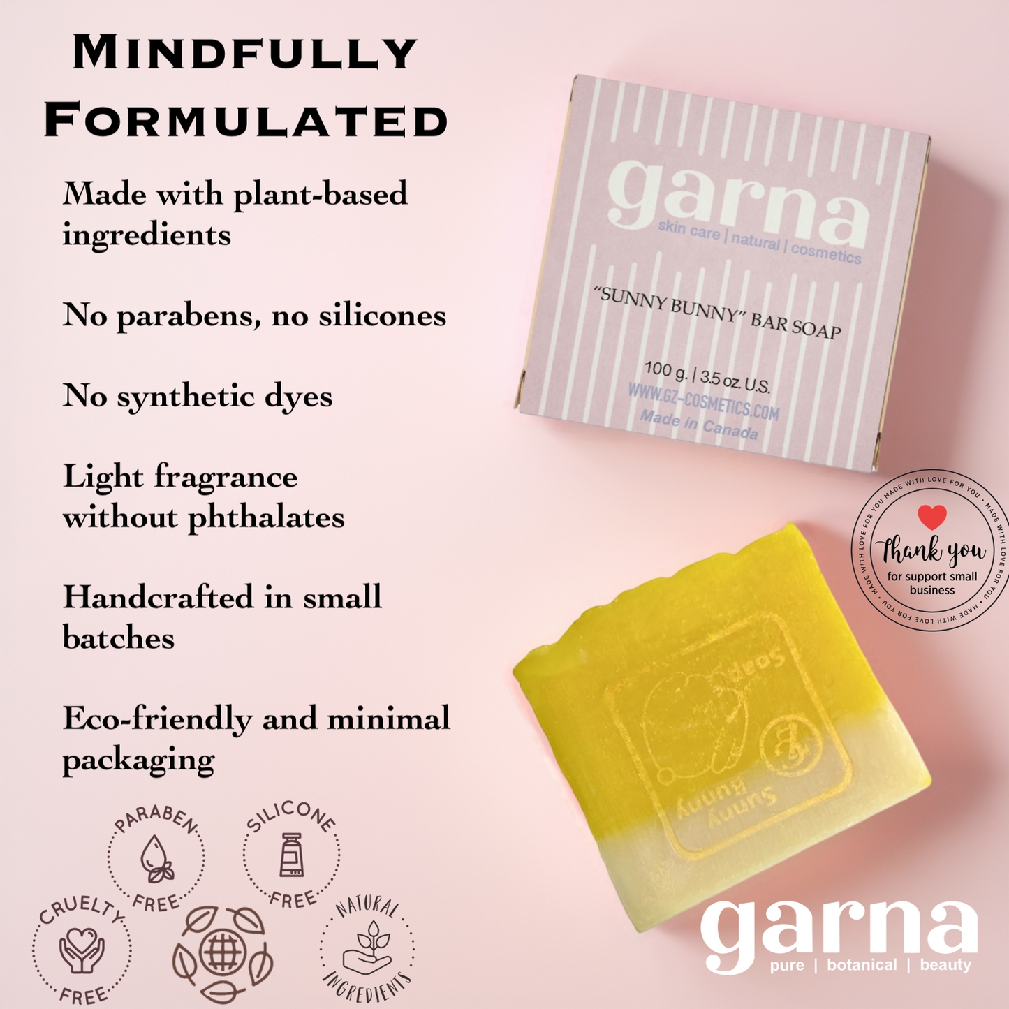 Kids Soap Bar by Garna, handmade bar soap – soft, cheerful Sunny Bunny scent, photo 5