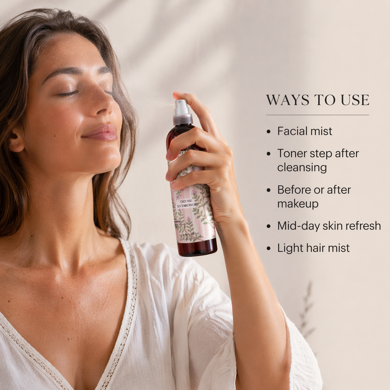 Hydrolat de thym de Garna – Eau botanique de 946 ml (32 oz) dans une simple bouteille