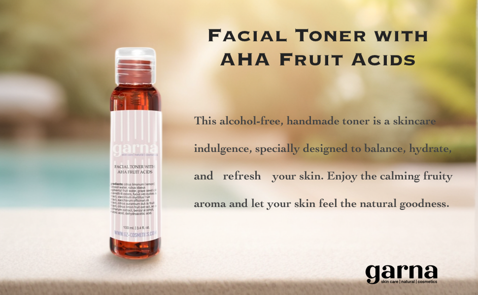 Garna AHA Face Toner 3.4 fl oz: Gentle Hydrating Solution for Glowing Skin