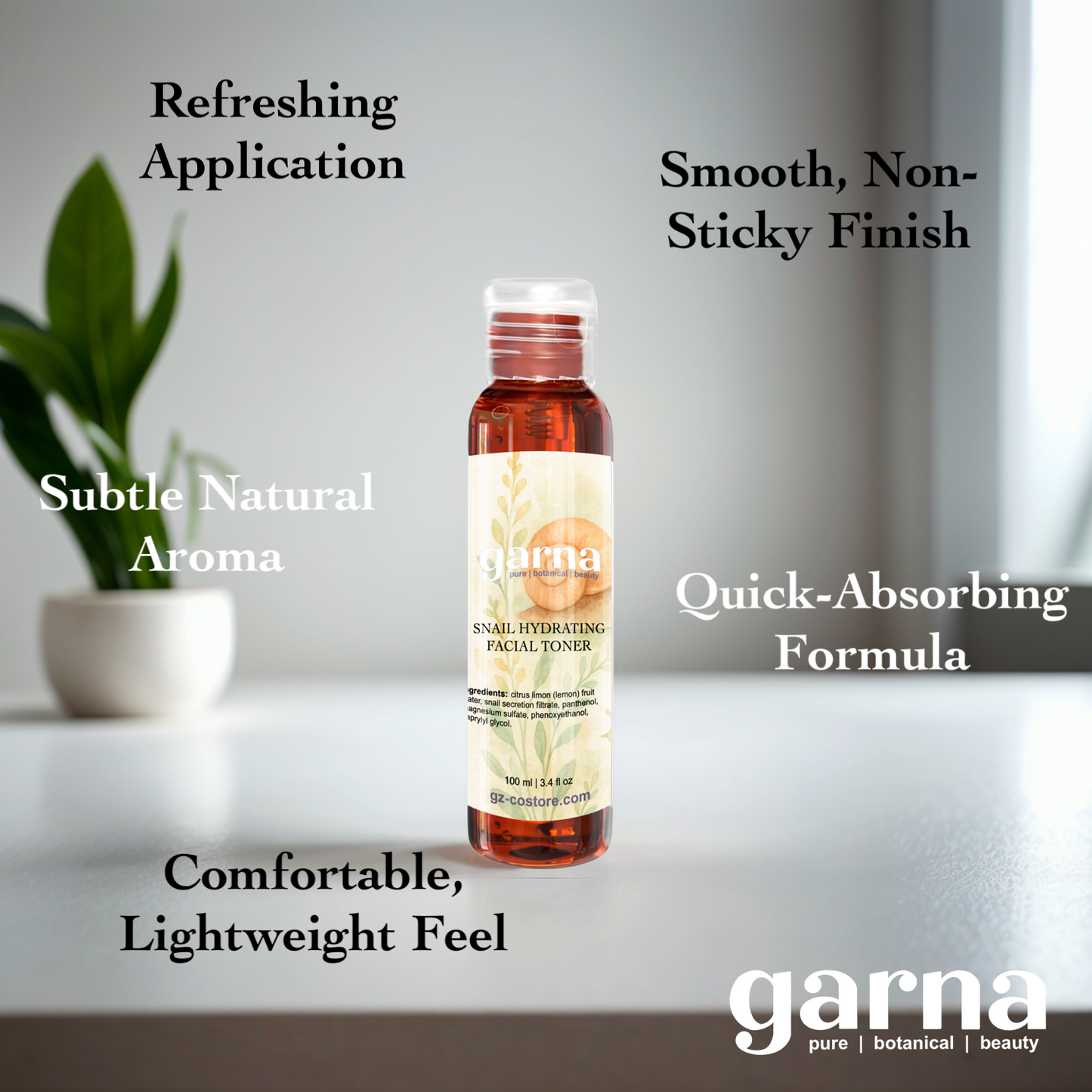 Snail mucin facial toner by Garna, 100 ml skincare toner – photo 3