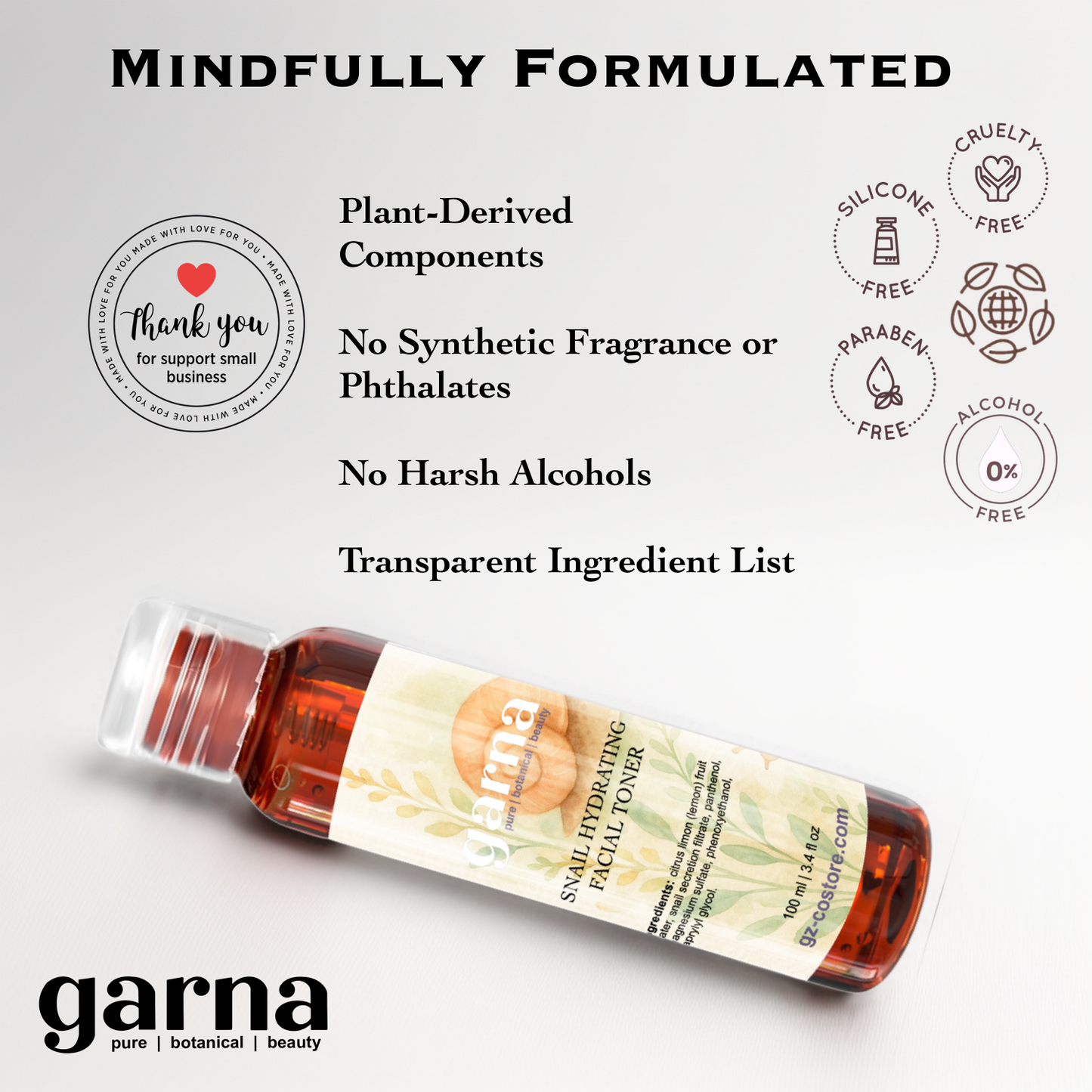 Snail mucin facial toner by Garna, 100 ml skincare toner – photo 5