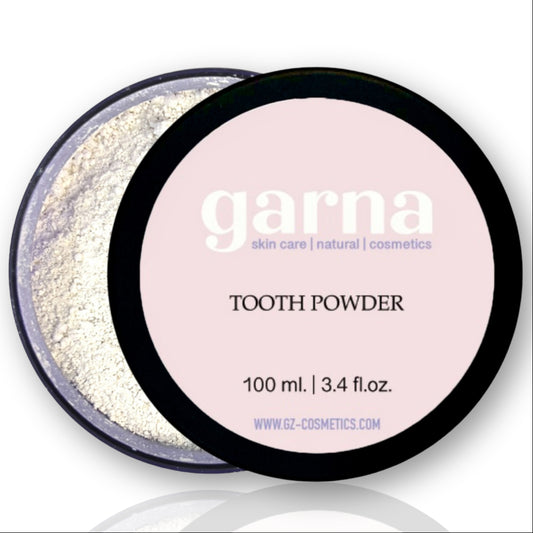 Garna Poudre dentaire à base de plantes avec kaolin 100 ml | Soins dentaires respectueux de l'environnement et à base de plantes | Sans gluten ni fluorure | Pour adultes et enfants 